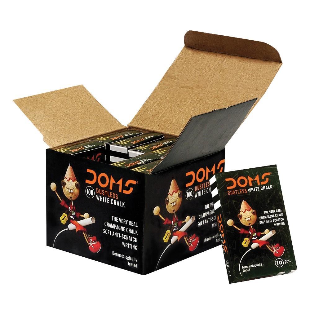 Pack of 10 Doms Dustless Chalk  - Geometry box