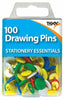 Pack of 100 Coloured Drawing Pins