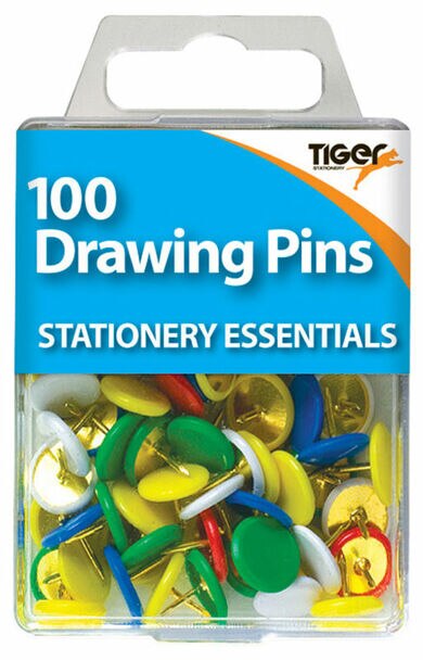 Pack of 100 Coloured Drawing Pins