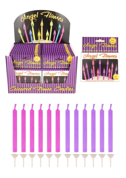 Pack of 12 Colour Angel Flames Candles